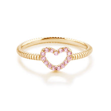 Load image into Gallery viewer, Little Girls 14k Gold-Plated Pink Open Heart Baby Ring