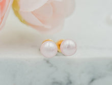 Load image into Gallery viewer, 14K Gold-Plated Pink Pearl Earrings with Screw Backs
