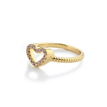 Load image into Gallery viewer, Little Girls 14k Gold-Plated Pink Open Heart Baby Ring