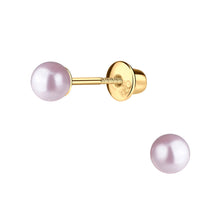 Load image into Gallery viewer, 14K Gold-Plated Pink Pearl Earrings with Screw Backs