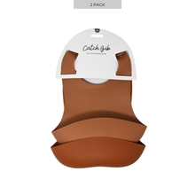 Load image into Gallery viewer, Silicone Catch Bib Set - Terracotta