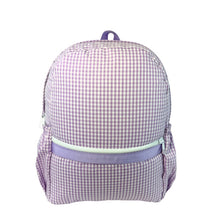 Load image into Gallery viewer, Medium Gingham Lilac Backpack w/ Pockets