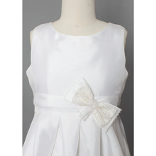 Load image into Gallery viewer, Beaded Teffeta Bow Communion Dress
