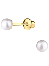 Load image into Gallery viewer, 14k Gold Plated White Pearl Earrings/ Screwback