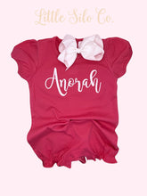 Load image into Gallery viewer, Puff Sleeve Ruffle Leg Romper

