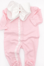 Load image into Gallery viewer, Annabelle Lace Trimmed Footie
