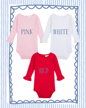 Load image into Gallery viewer, Lovely stamps ruffle onesie
