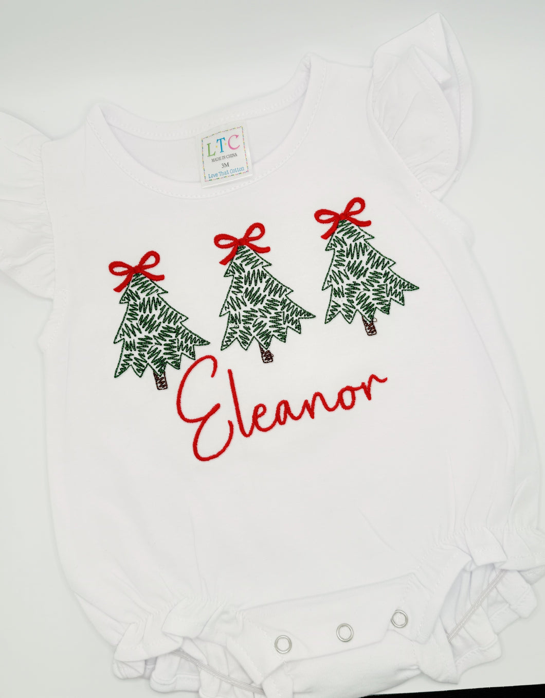 Christmas Tree Trio Embroidered Bubble