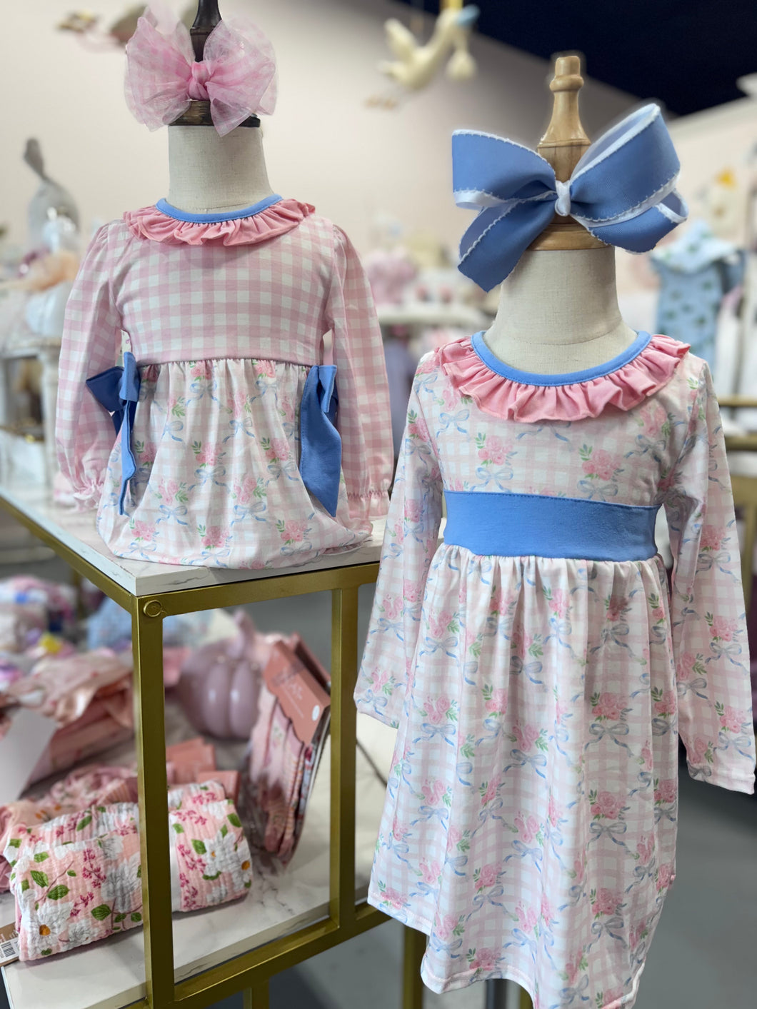 Pink Gingham & Floral Twirl Dress