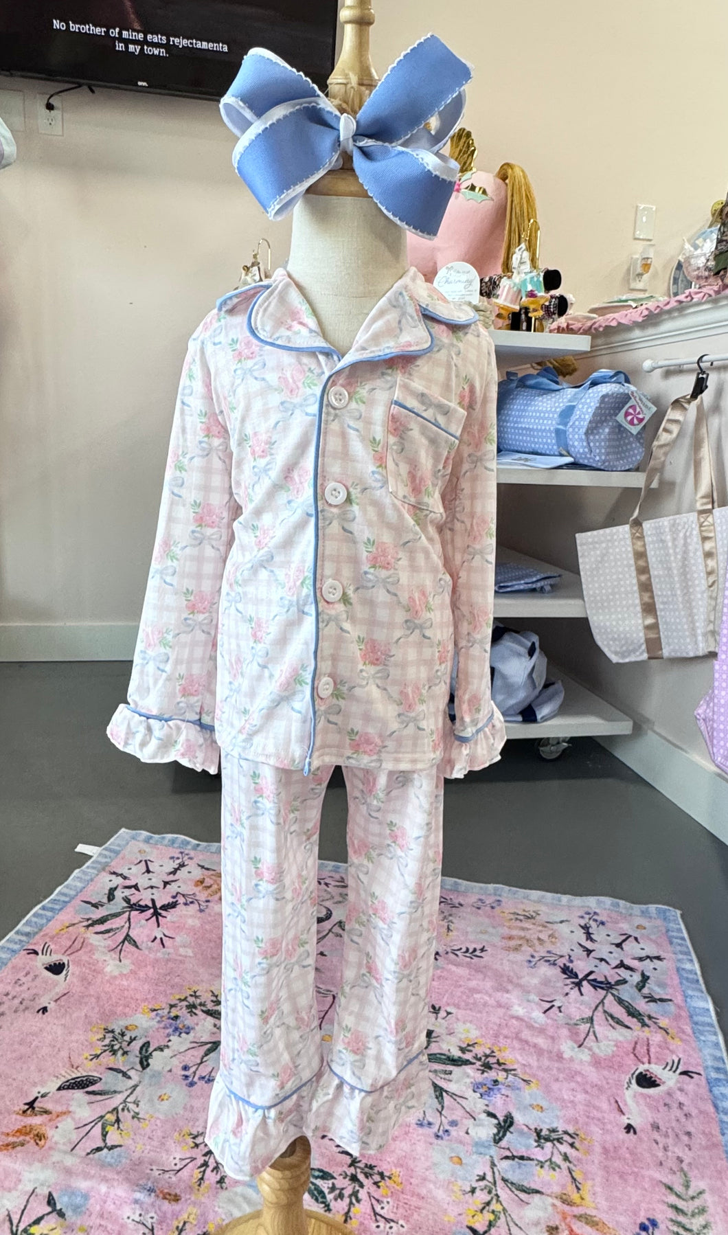 Pink Gingham & Floral Lounge Set