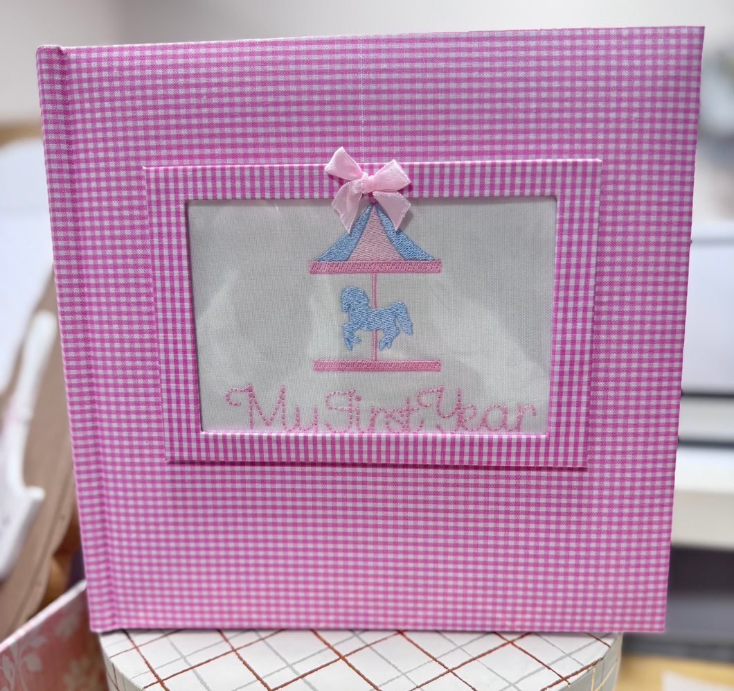 Gingham Photo Album with Embroidered Insert