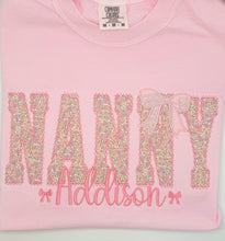 Load image into Gallery viewer, Floral Name Appliqué with Bow Detail

