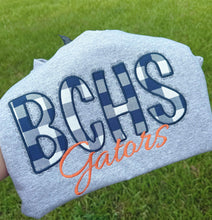 Load image into Gallery viewer, BCHS Gators Checkered Lace Applique Sweatshirt
