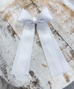 Small Long Tail White Bow