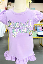 Load image into Gallery viewer, Mardi Gras Applique Ruffle Tee
