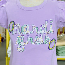 Load image into Gallery viewer, Mardi Gras Applique Ruffle Tee

