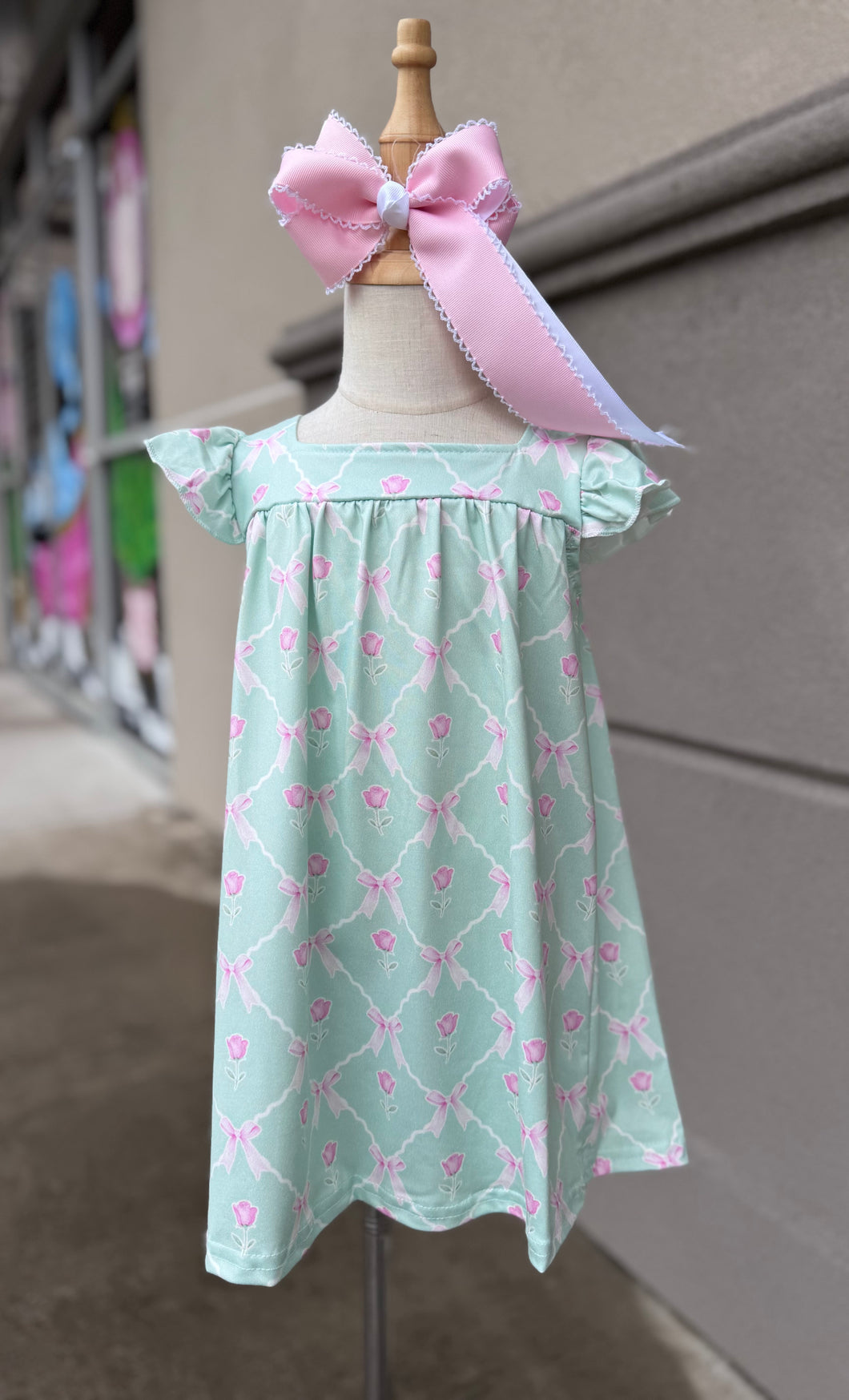 Flutter Sleeve Mint Dress
