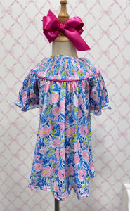 Blue Blossom Smocked Dress
