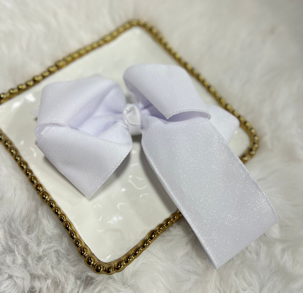 Large Layered White Glitter Bow