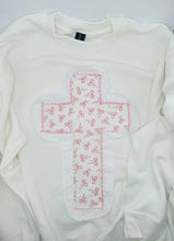 Load image into Gallery viewer, Cross Applique with Lace Trim Sweatshirt
