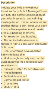Baby Bath & Massage Set