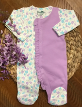 Load image into Gallery viewer, Newborn Floral Splits Romper with Applique

