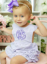 Load image into Gallery viewer, Girls Seersucker Ruffle Sunsuit
