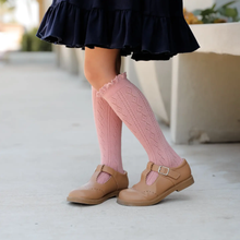 Load image into Gallery viewer, Blush Fancy Lace Knee High Socks
