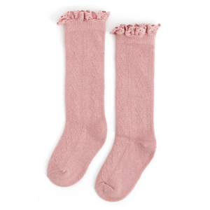 Blush Fancy Lace Knee High Socks