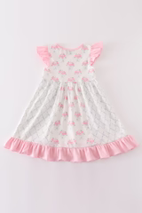 Ruffle Sleeve Bow & Flowers Dress