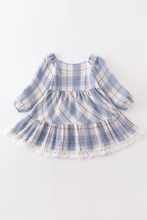 Load image into Gallery viewer, Ellie Blue plaid LS Dress
