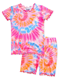 Neon Tie Dye Scalloped Pj