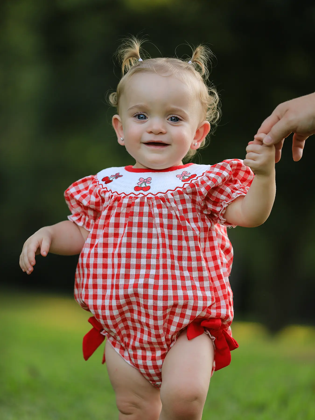Cherry Trio Smocked Bubble