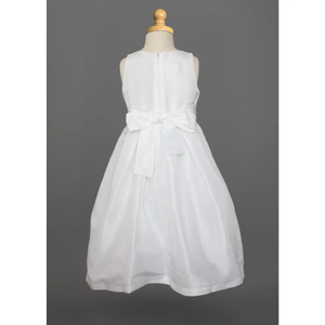 Teffeta Bow Communion Dress with Bubble Hem