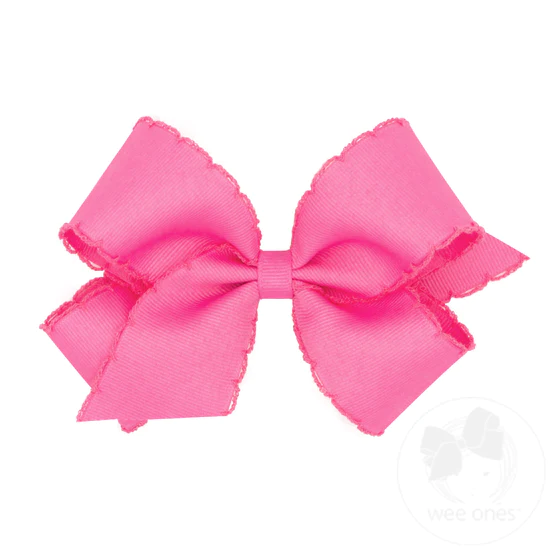 Medium Grosgrain Bow with Moonstitch Edge - Watermelon