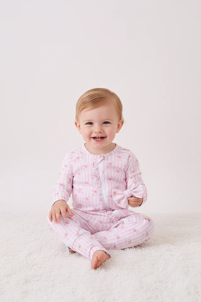 Blush Bows Bamboo Romper