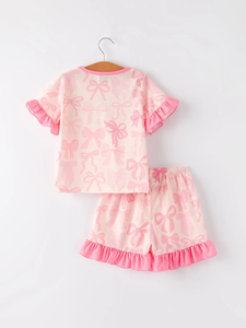Girls Ruffle and Bow Pajama Set