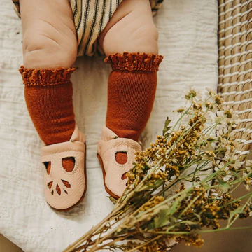 Sugar Almond Fancy Lace Knee High Socks