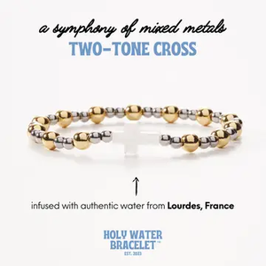 Holy Water Two Toned Cross Bracelet