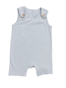 Custom Grey Bitty Striped Button Romper