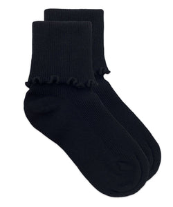 Jefferies Ripple Turn Cuff Socks Black - 2211