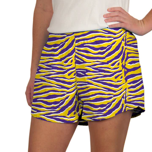 Steph Shorts in Tiger Purple and Yellow