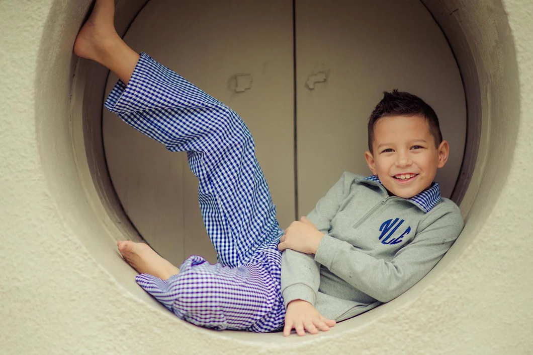 Navy Gingham Pants