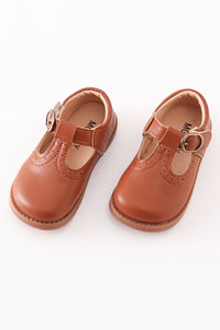 Chestnut Brown Velcro Tstrap Shoes