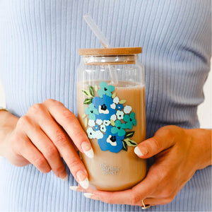 Floral Glass Coffee Cup