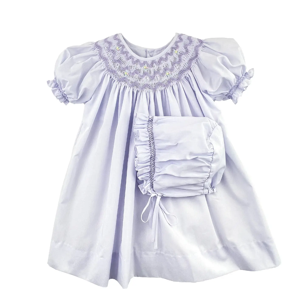 Lilac Daygown with Wave Smocking