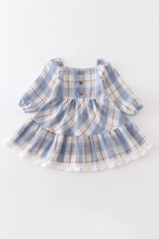 Load image into Gallery viewer, Ellie Blue plaid LS Dress
