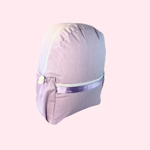 Lilac Preppy Purple Stripe Medium Backpack with Pockets