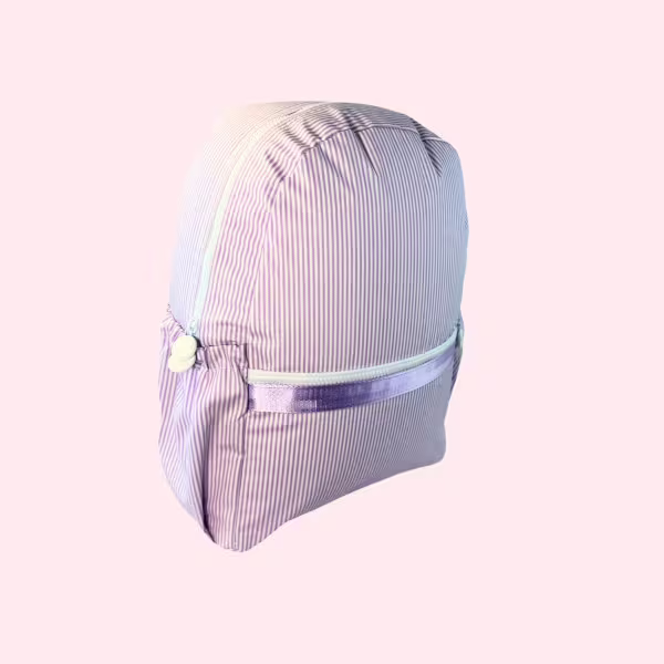 Lilac Preppy Purple Stripe Medium Backpack with Pockets