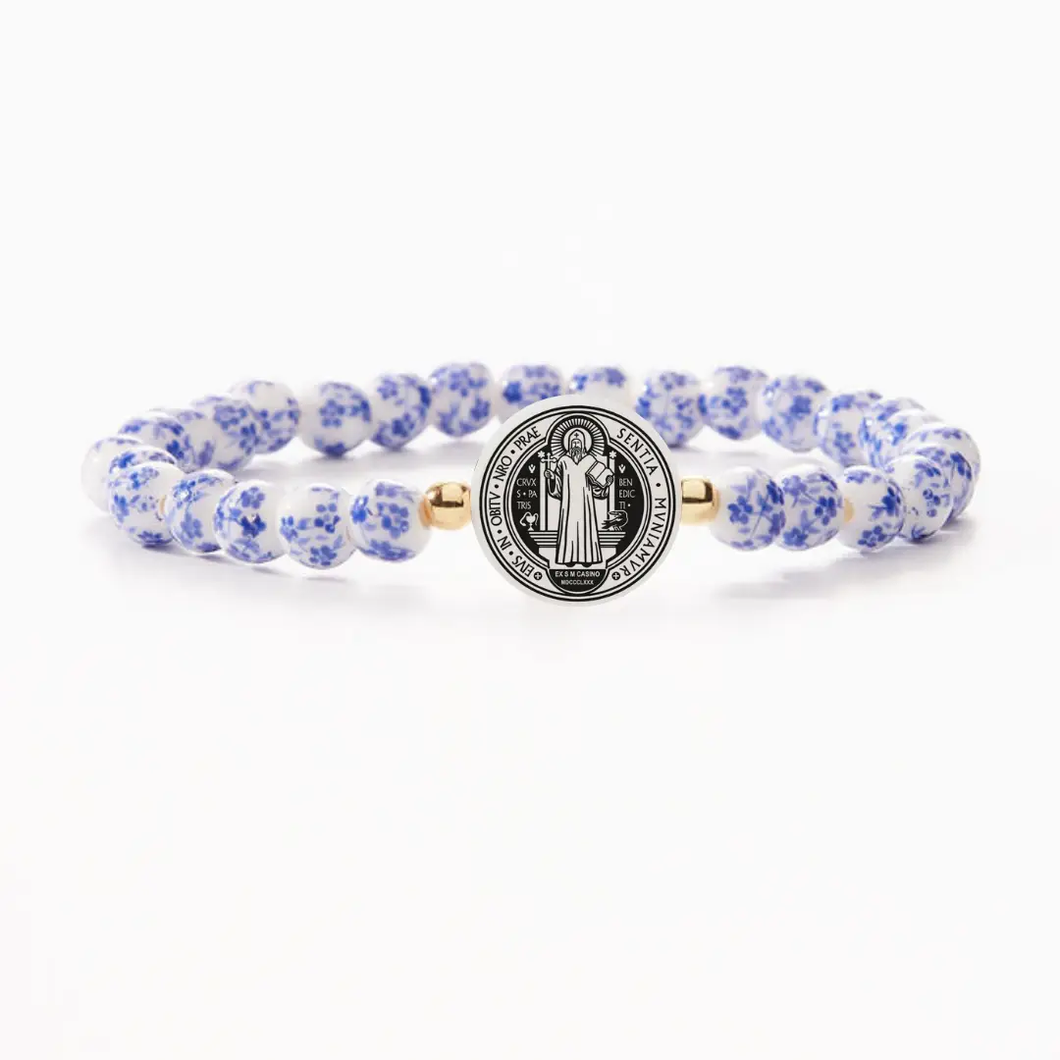 Holy Water St. Benedict Porcelain Beaded Bracelet